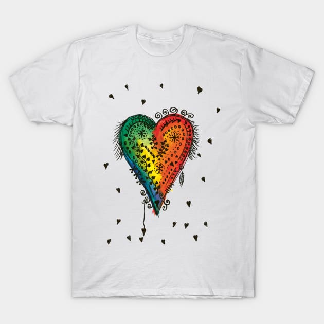 Watercolor Heart Love T-Shirt by melostore